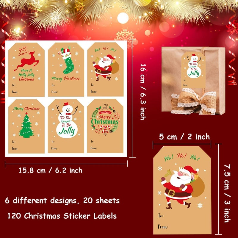 Ccswybf Christmas Stickers - 120pcs Gift Tags - 2"x3" Self-Adhesive Name Labels for Presents - Image 2